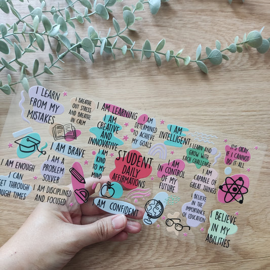 UV DTF Cup Wrap | Student Daily Affirmations